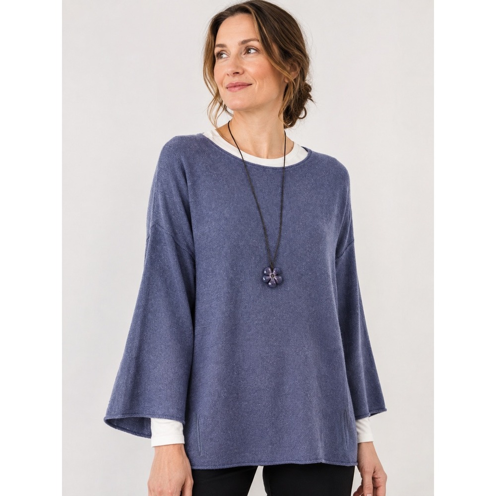 Pure Jill Kimono Minimalist Lagenlook Cotton Cashmere Sweater Large